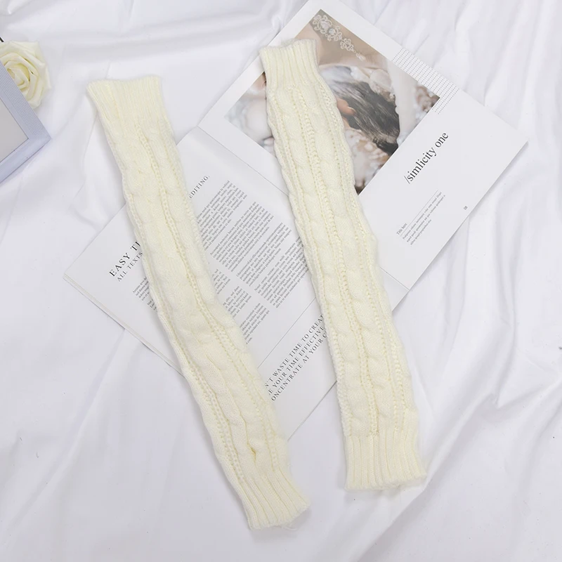 Women's Winter Mitten Knitted Arm Warmers Long Fingerless Gloves Wrist Elbow Oversleeves Soft Girls Clothes Punk Gothic Gloves
