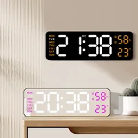 Digital Wall Clock Large LED Alarm Clocks Date Week Temperature Dual Alarms Display Clock Brightness Adjustment Home Decoration 2