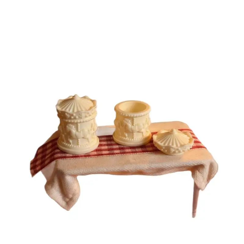 1Pcs Dollhouse Miniature Carousel Mini Storage Box Model Doll House Accessories Coffee Storage Case Home Decoration Toy