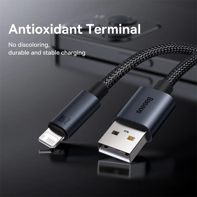 Baseus 2.4A كابل يو اس بي آيفون 13 12 11 برو ماكس...