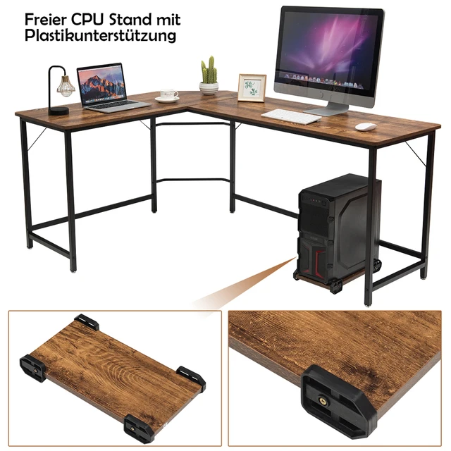 L-shape writing table, corner writing table, gaming computer table PC table computer writing table with CPU stand, office table corner table 4