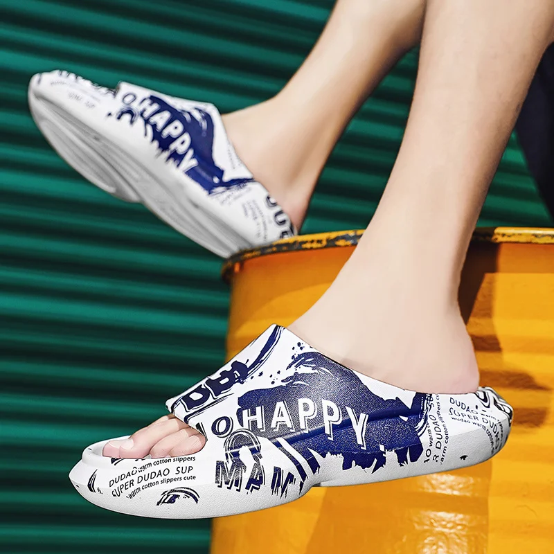 Tofflor för kvinnor och män Halkfria tofflor för inomhus utomhus Mjukt skum skjutreglage med tjock sula_voghion.com