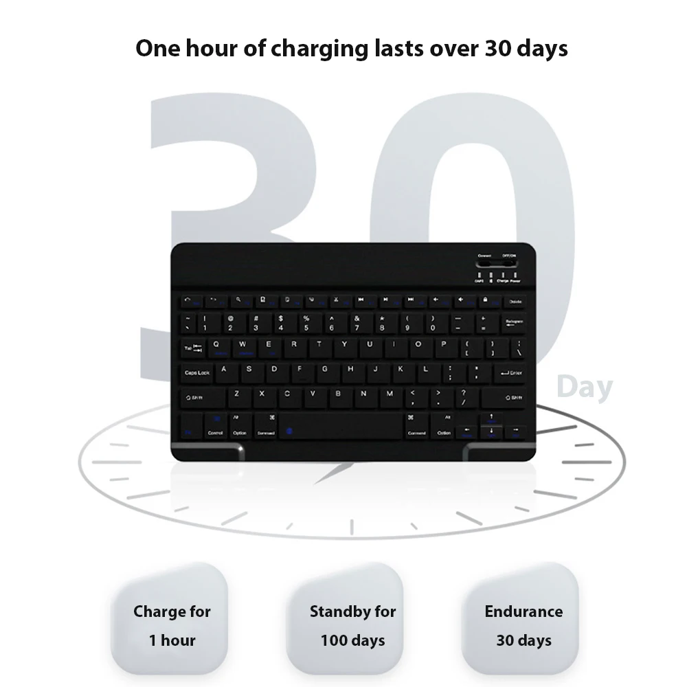 Compact Bluetooth Wireless Keyboard with Rechargeable Mouse