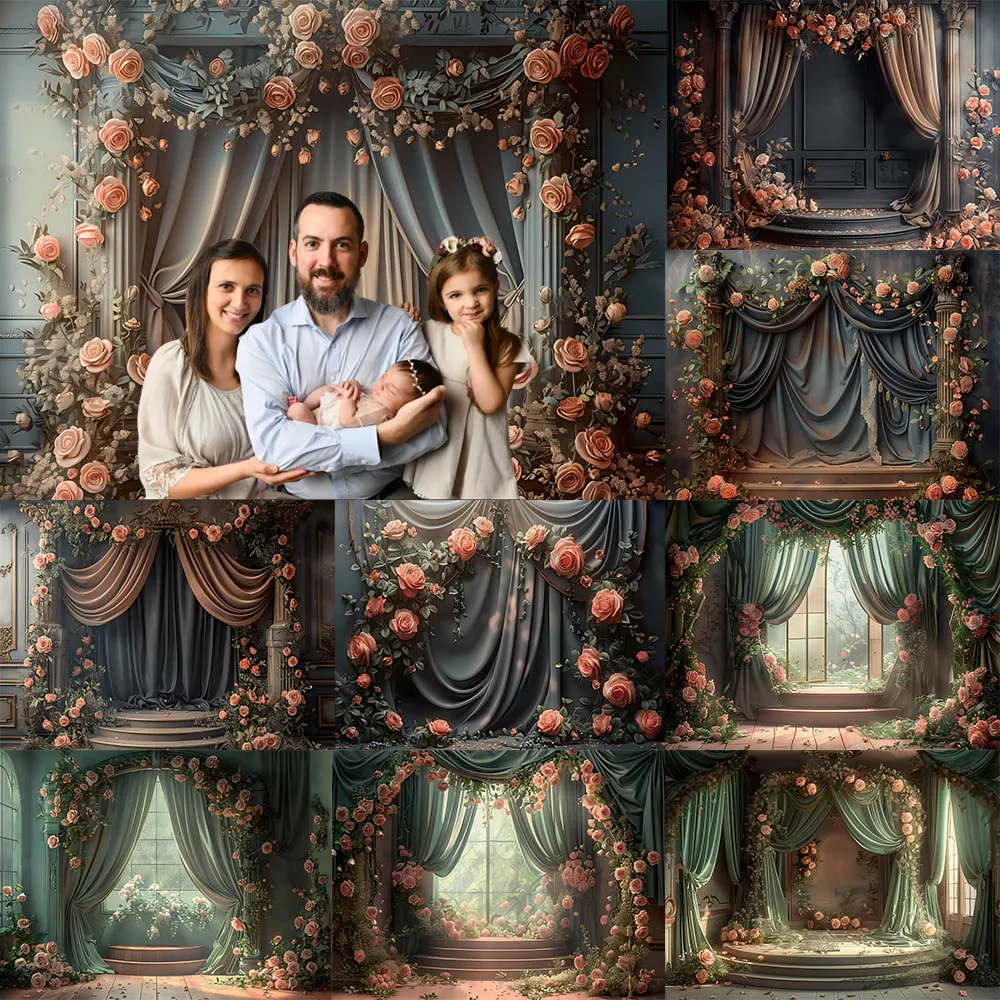 

Abstract Retro Photography Backdrop Flowers Garden Room Party Decoration Supplies Family Baby Portrait Background Studio Props