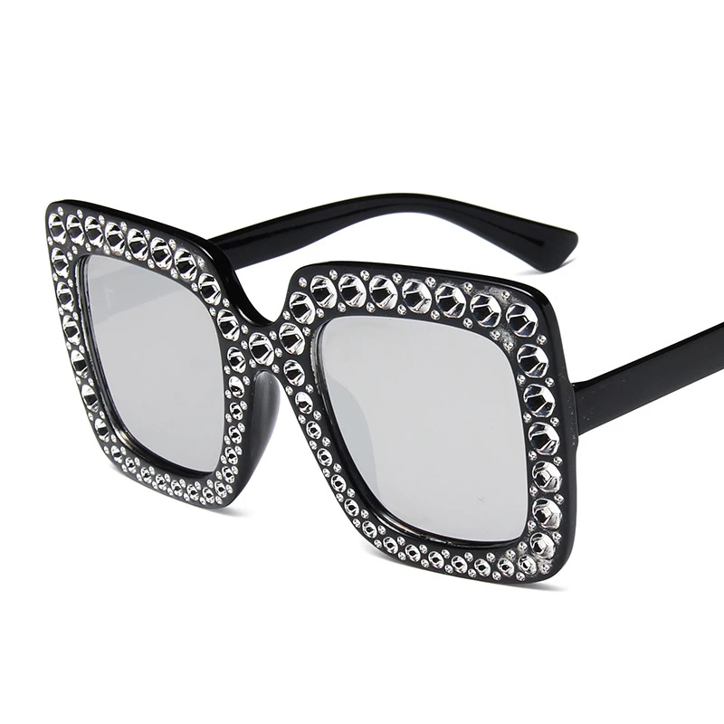 Big Square Luxury Rhinestone Sunglasses Women Crystal Oversize Brand Designer Sun Glasses Vintage UV400 Female Oculos De Sol