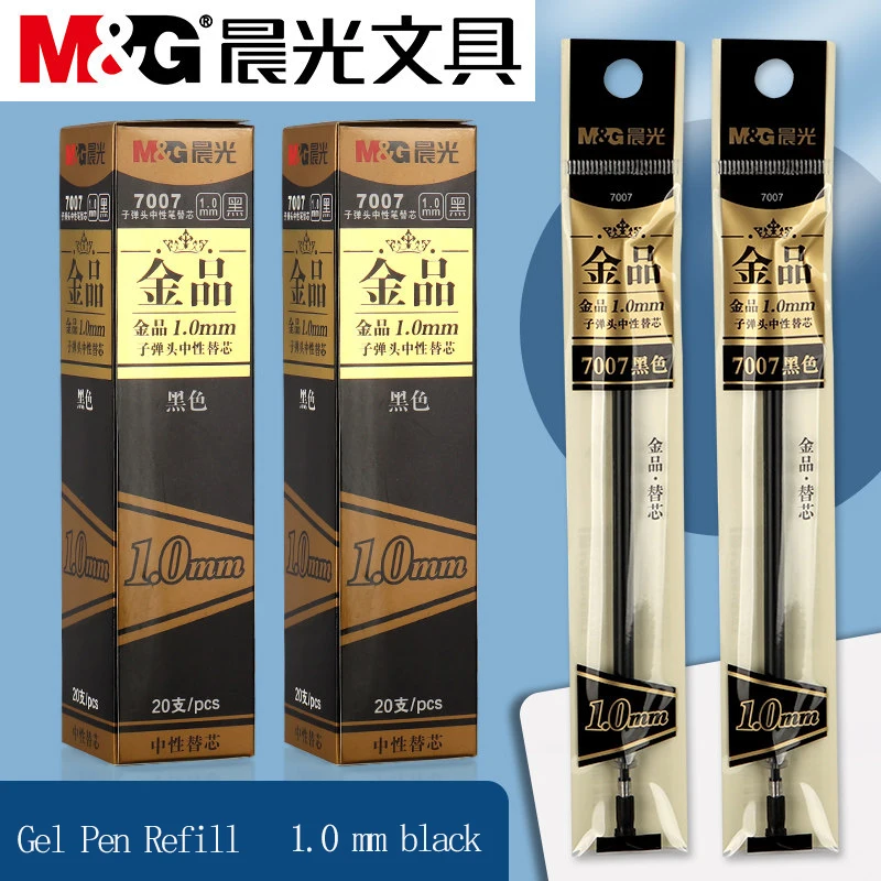 M&G 젤 펜 리필 블랙 팁 1.0mm 두께 사인펜 리필, 학생 및 사무용으로 적합, 호환 가능