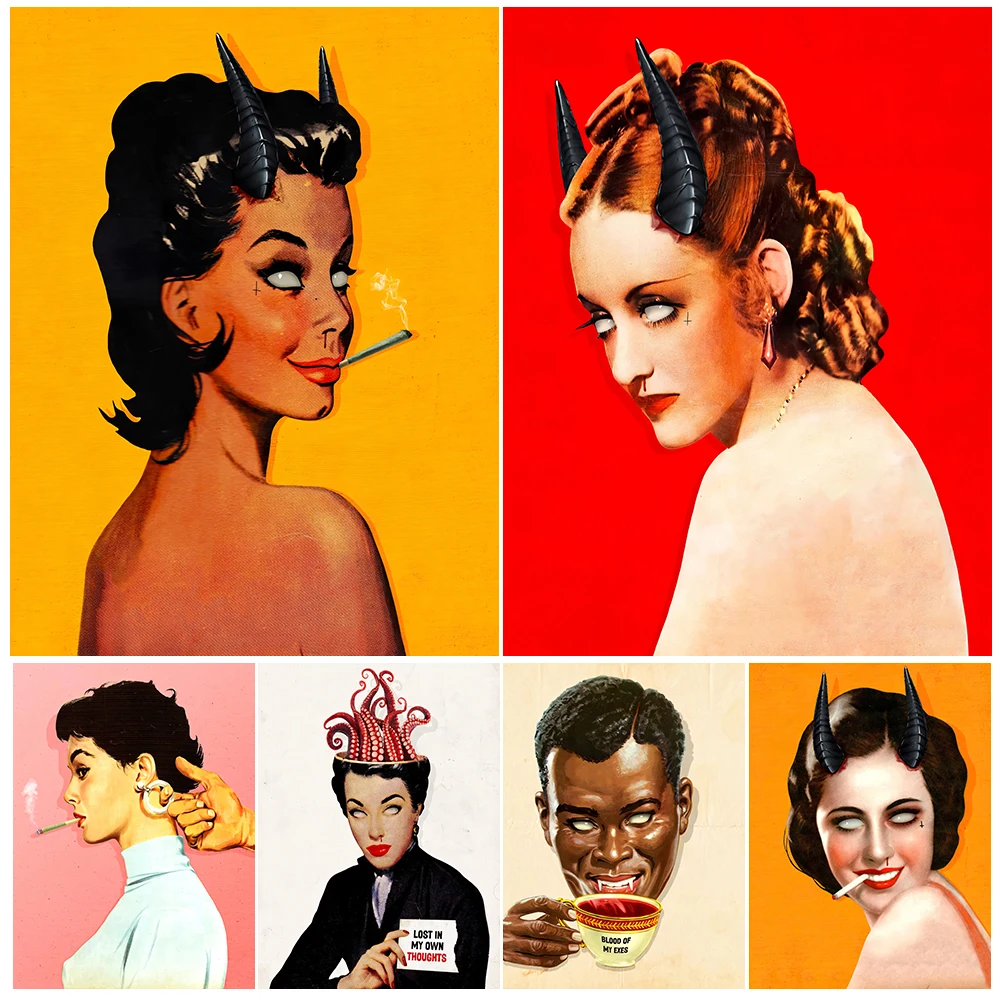

Cartoon Girl Power Positive Quotes Woman Poster Wall Art Canvas Painting Home Decor Wall Pictures For Living Room Unframed