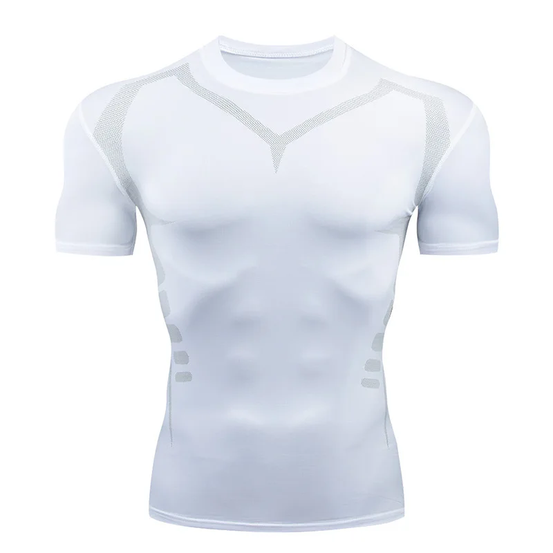 Men Short Sleeve Rash Guard Compression Shirts Quick Dry Fitness Cycling Running T-Shirt Workout Training Underwear Gym Clothing 2