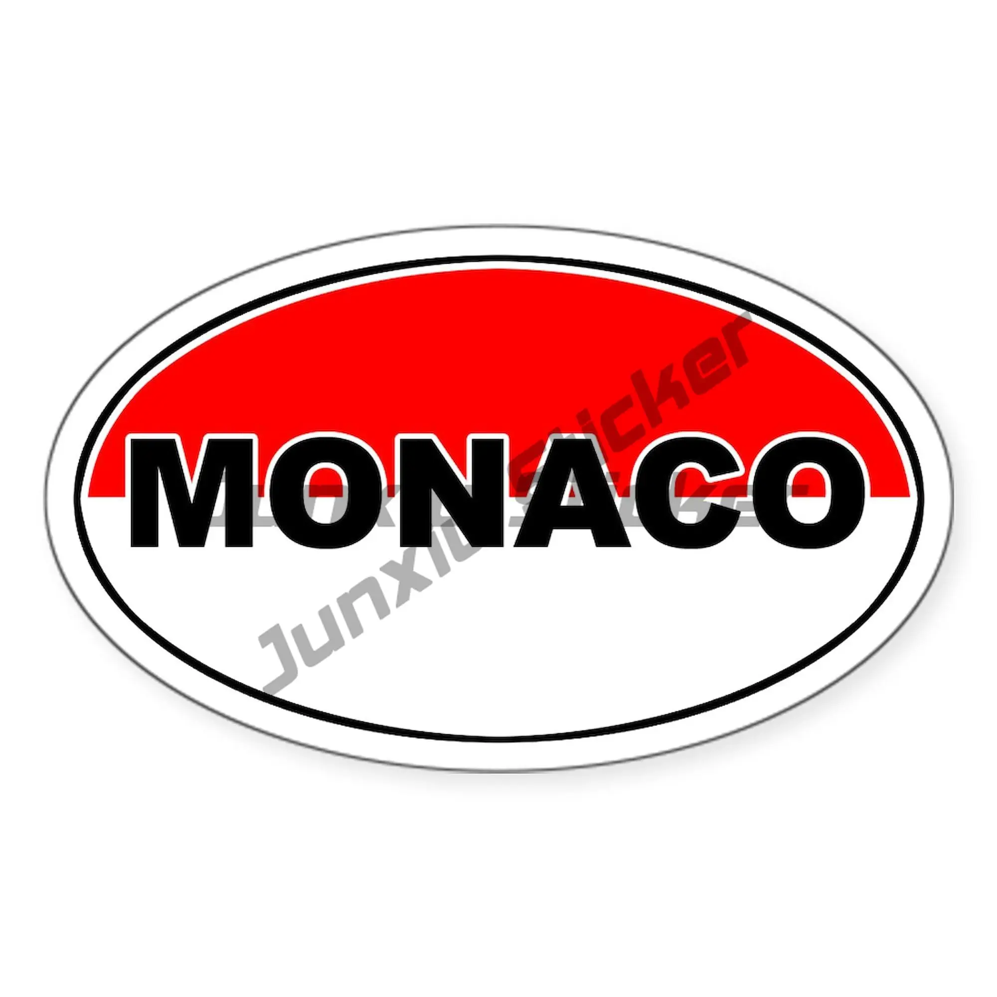 Monacan Coat of Arms and Flag Oval Sticker for Bumper, Laptop, and More