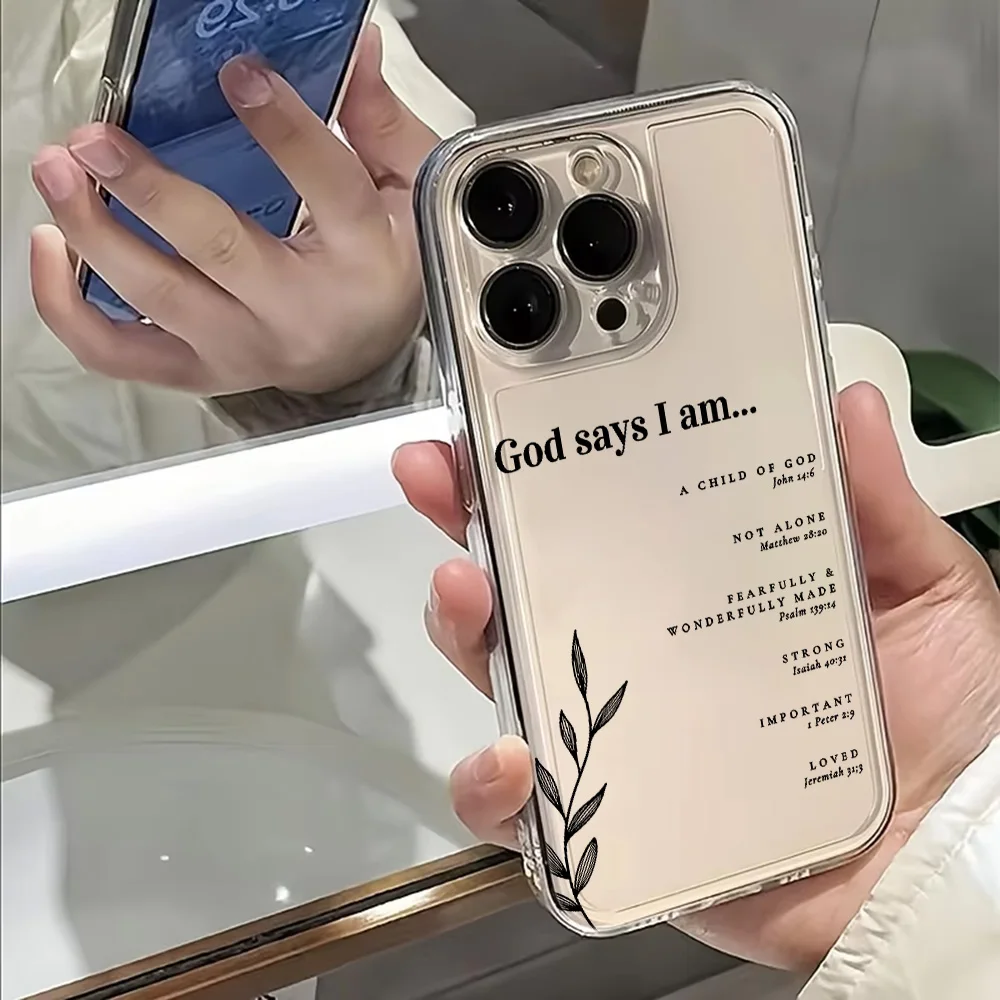 Christian Affirmations Bible Verse Clear Soft TPU Phone Case