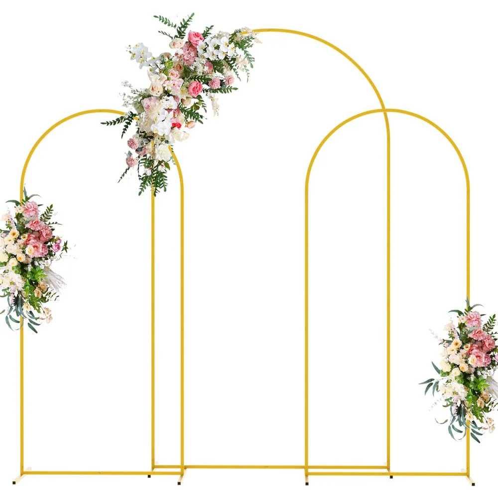 

7.2FT,6FT,6FT Wedding Arch, Set of 3 Gold Metal Wedding Arch Stand for Birthday Party Balloon Decoration, Wedding Arch