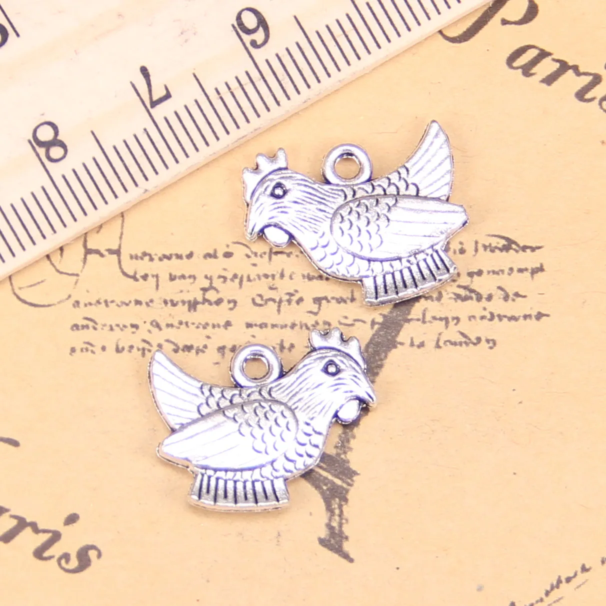 

48pcs Jewelry Charms cock chicken 19x14mm Antique Silver Plated Pendants Making DIY Handmade Tibetan Silver Jewelry