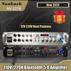 4000W Bluetooth Amplifiers Support 4 Way Microphone Input USB SD FM AUX Digital Audio Stereo Amplificador Speaker Remote Control