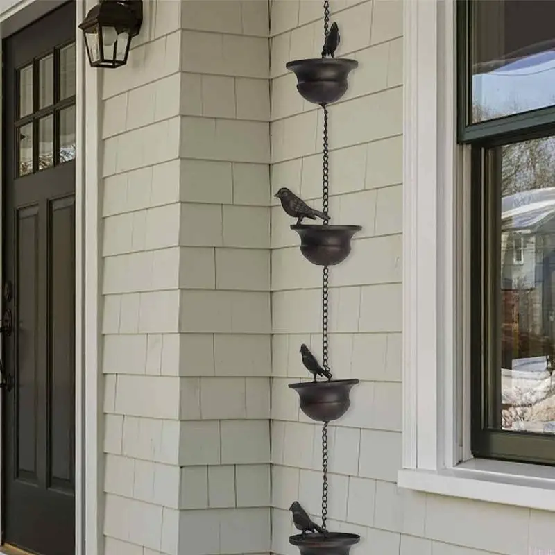 Birds on Cups Rain Chain for Gutters Downspouts Decorative Bird Rain Chain