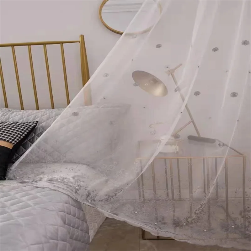 Modern White Sheer Curtains For Living Room Embroidered Luxury Voile Curtain Bedroom Bathroom Tulle Curtains Window Drapes