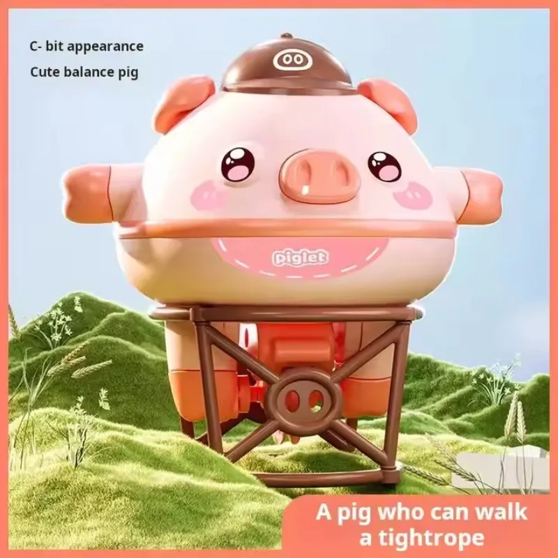 Novelty Tightrope Walking Tumbler Unicycle Toys Cute Balanced Pig Toys Roly-Poly Fingertip Gyroscope Balance Robot 2