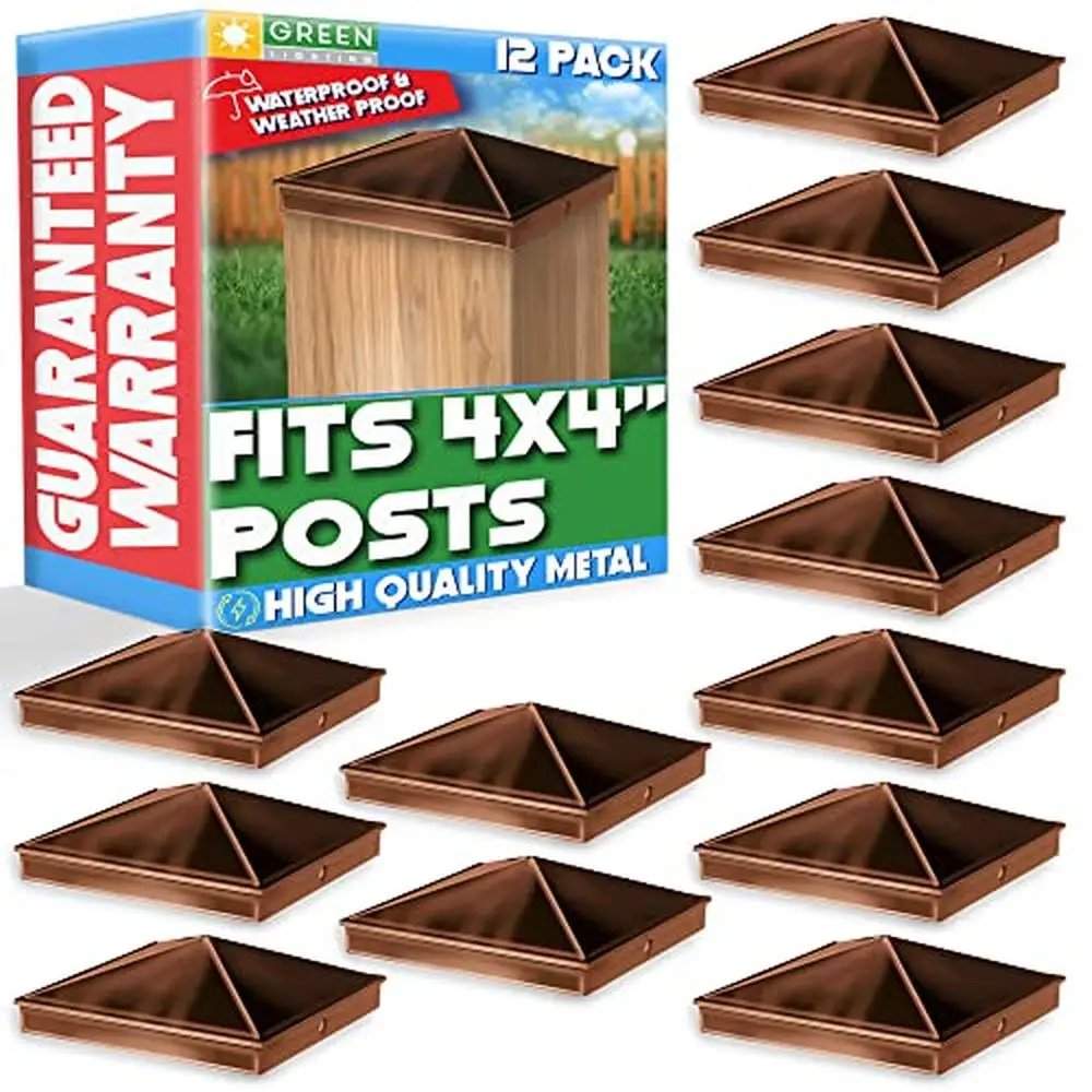 Aluminum Pyramid Post Cap 4x4 Brown 12 Pack Wood Post True 3.5 x 3.5 Outdoor Caps