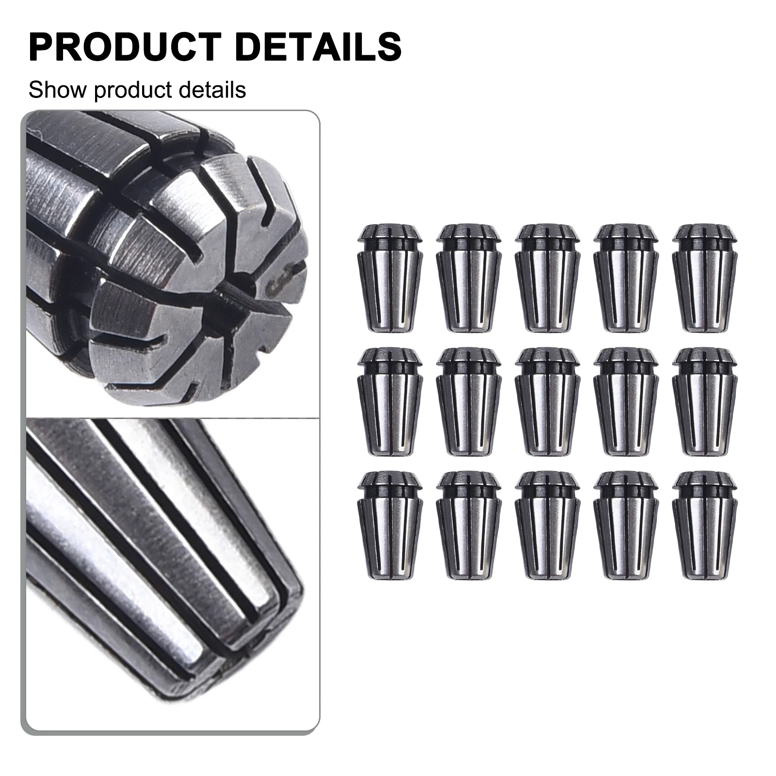 15pcs ER11 Precision Spring Collet Set Milling Lathe CNC Chuck Bit Holder Tool Spring Collet Sleeve Milling Machine Collet Tool