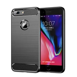 Premium Carbon Fiber Shockproof Silicone Bumper Case - 5.5 Inch for iPhone 8 Plus (Black)