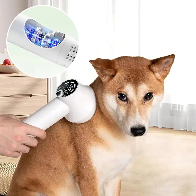 Pet Hair Dryer Smart Dog Hair Dryer 2 in 1 Pet Cat Hair Blowing Combing Negative Oxygen Ion Low Noise LED Touch Control Temperature Display