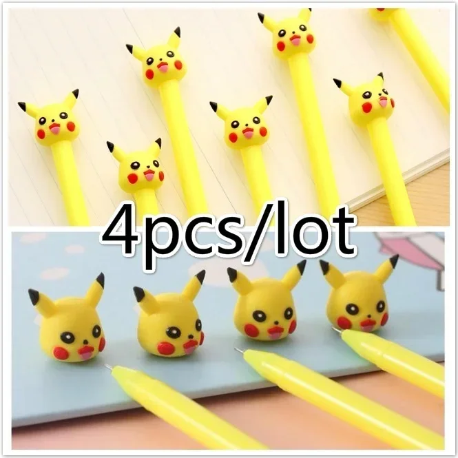 4pcs/lot 0.38mm Cute Yellow Gel Ink Pen Business Gift Stationery School and Office Supplies Birthday Gift Office Accessories 4