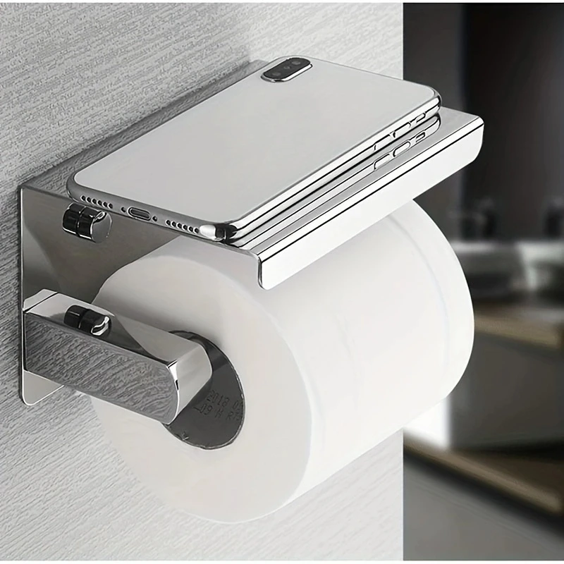 304 Stainless Steel Toilet Paper Holder with Phone Shelf Bathroom Tissue Holder Toilet Paper Roll toilet paper holder