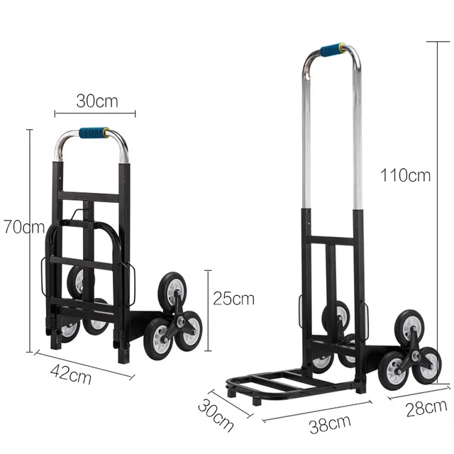 Hand Cart Push Car Heavy King Moving Cargo Trailer Húzza Az Árukat A Lépcsőn Kosáron - Image 2
