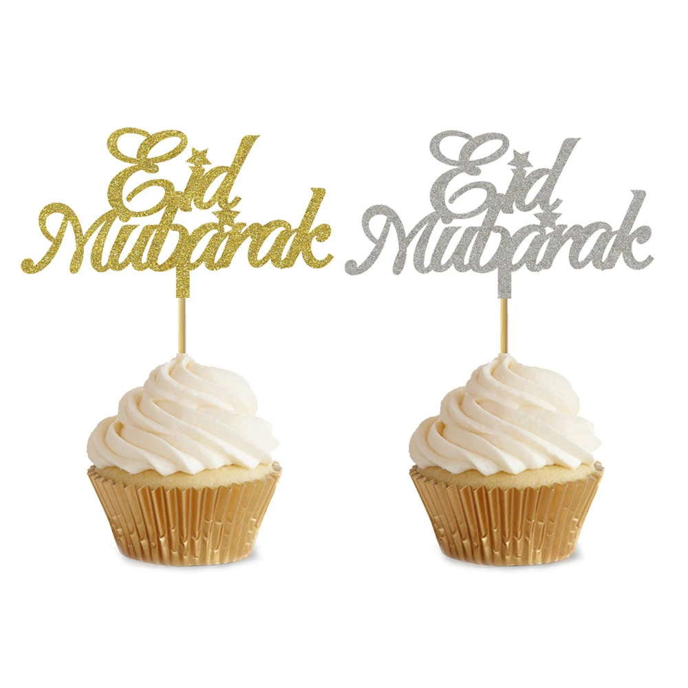 Cake Topper Cake Decorations Cake Toppers Cupcake Supplies 20pcs 3x5Inch Eid Cupcake Topper Nikkah Mubarak Eid Mubarak Hajj Umrah Cupcake Topper For al-Fitr Decoration