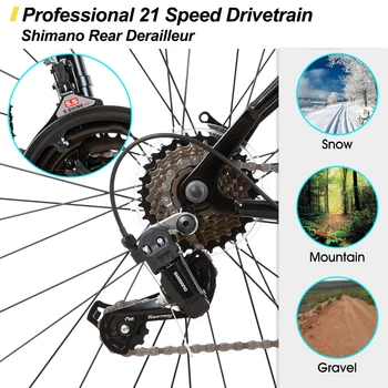 Hiland 26 27.5 Inch Mountain Bike, Mens Womens MTB with 21 Speeds, High-Tensile Steel Frame, V Brake, Hardtail Bicycle for Adult 3