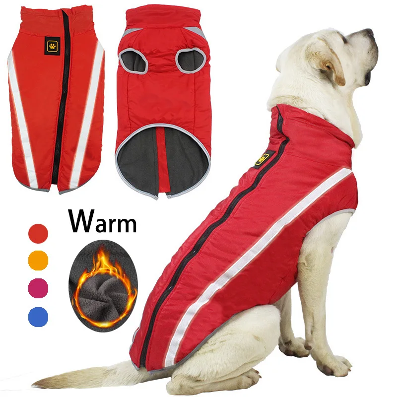 Large Dog Clothes Winter Warm Jackets Padded Fleece Waterproof Big Pet