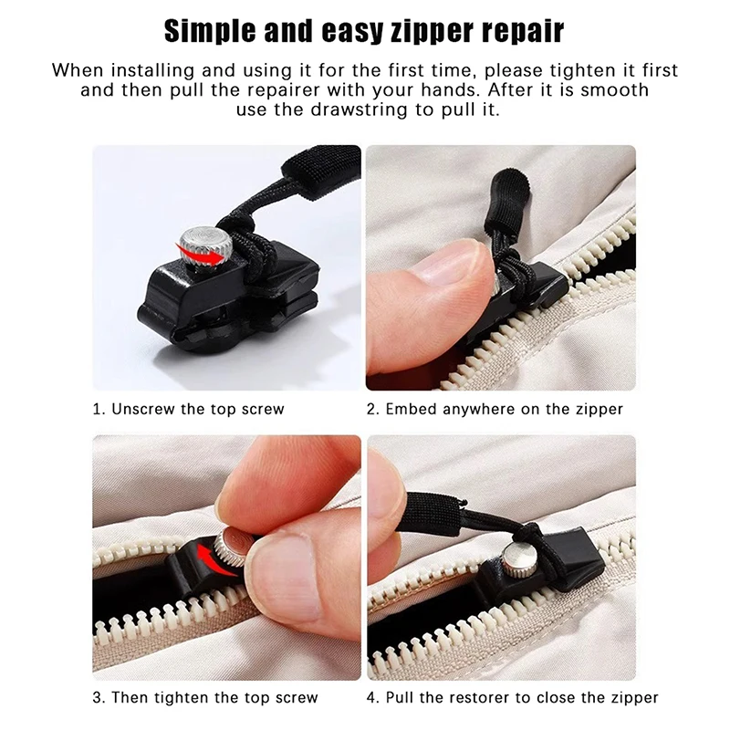 3 Different Size Zipper Repair Kit Universal Instant Fix Zip Replacement Bad Buckle DIY Sewing Tools