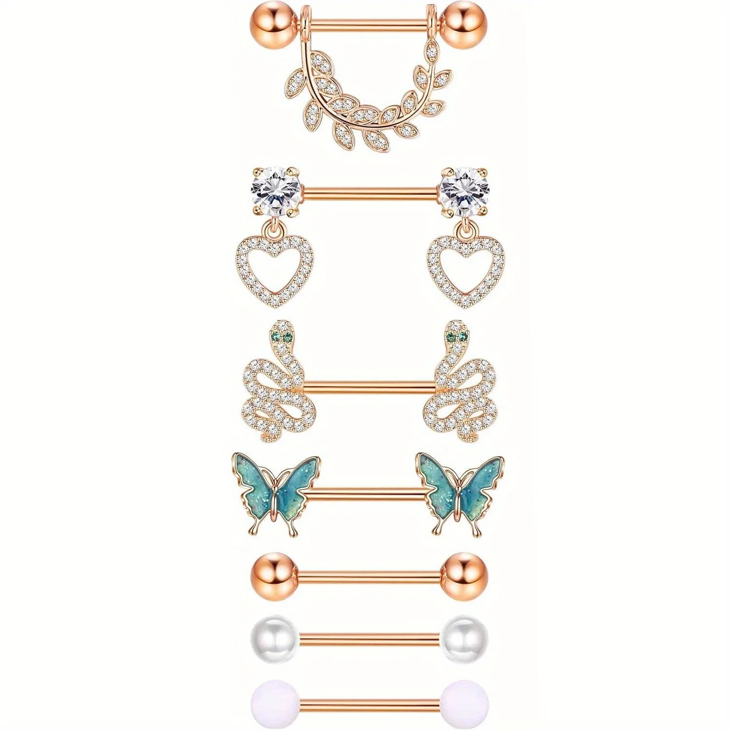 Nipple Rings Cute 14G Nipple Rings For Women 316L Stainless Steel