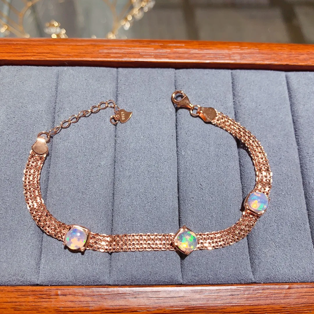 

s925 sterling Silver Bracelet Natural Opal Gems Women's luxury Women's Jewelry Christmas gift women's free shipping boutique
