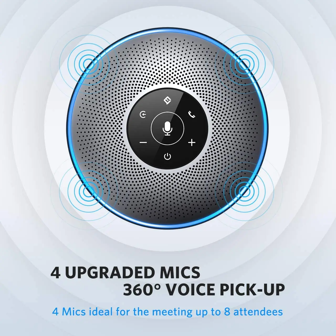 EMEET M2 スピーカーフォン 360˚全方向集音 Bluetooth/USB/AUX
