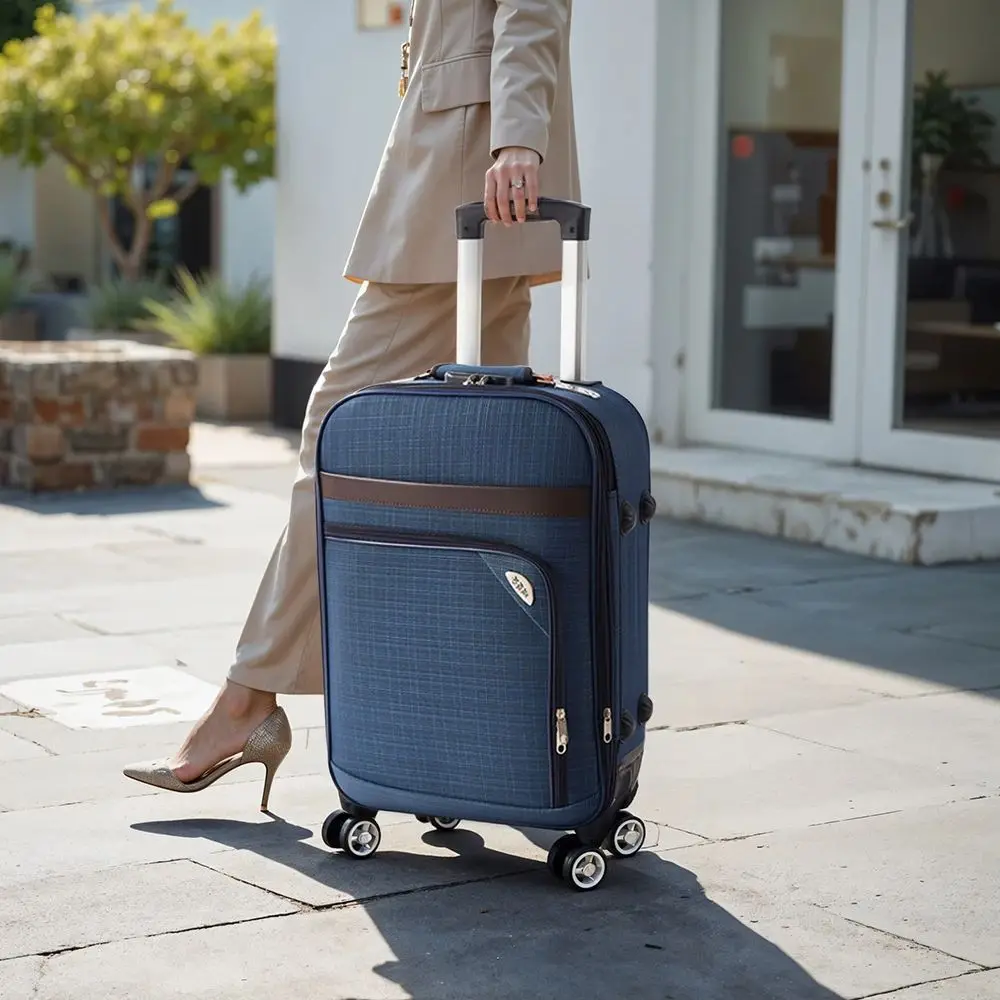 Modishion 20-inch soft shell Oxford cloth suitcase Large capacity roller trolley case with combination lock