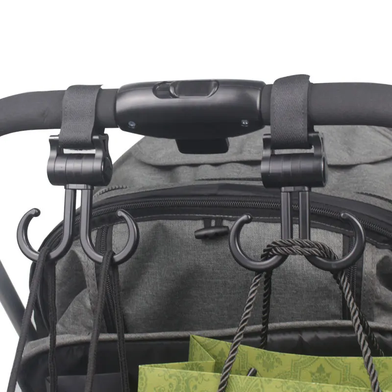 

1/2pcs Double Hook Baby Stroller Hanger 360-degree Rotation Adjustment Cart Hook and Loop Fastener Stroller Accessories Bag Hook