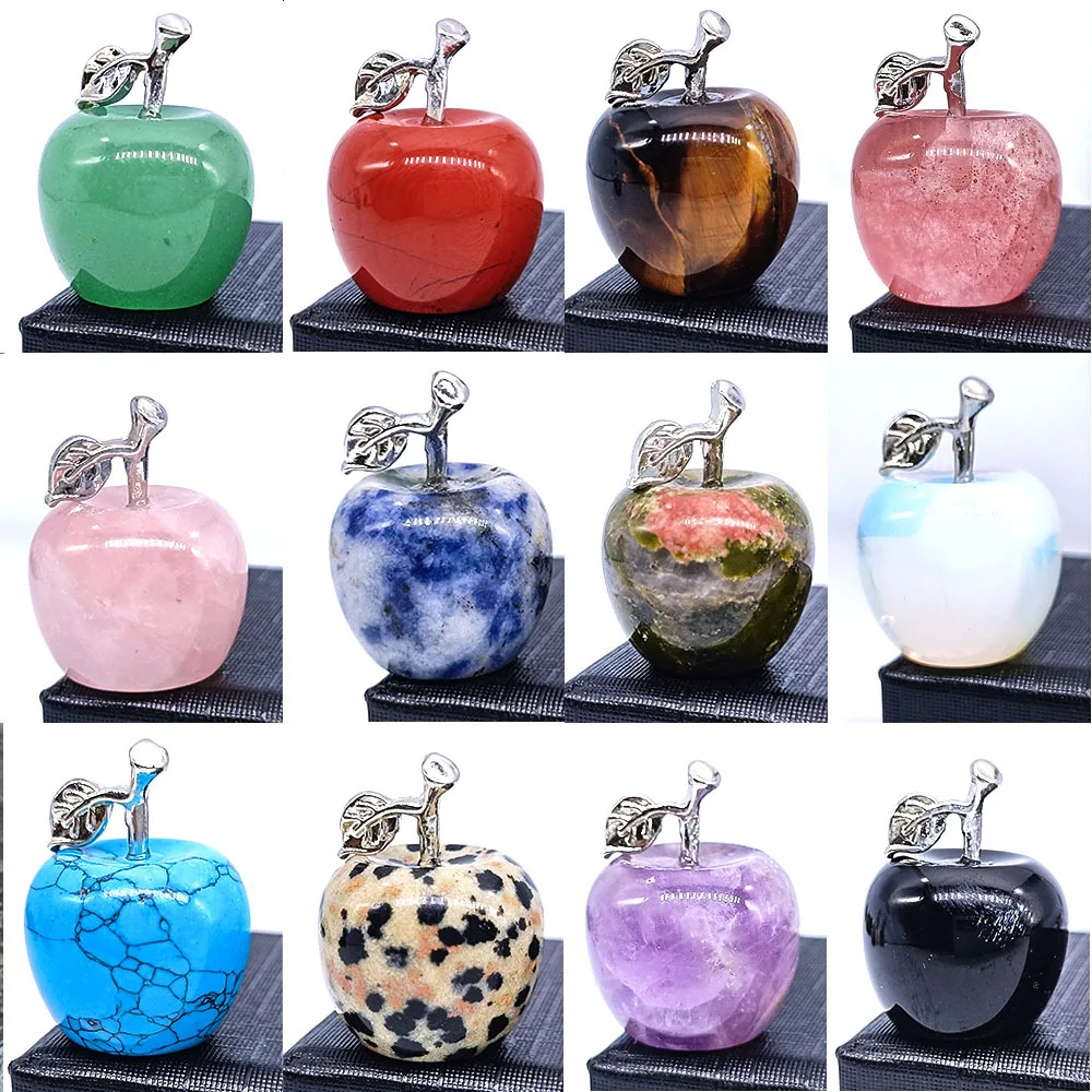 

12pc 20mm Apple Statue Healing Crystal Home Decoration Gemstone Natural Stone Carved Figurine Gem Room Ornament Christmas Gift