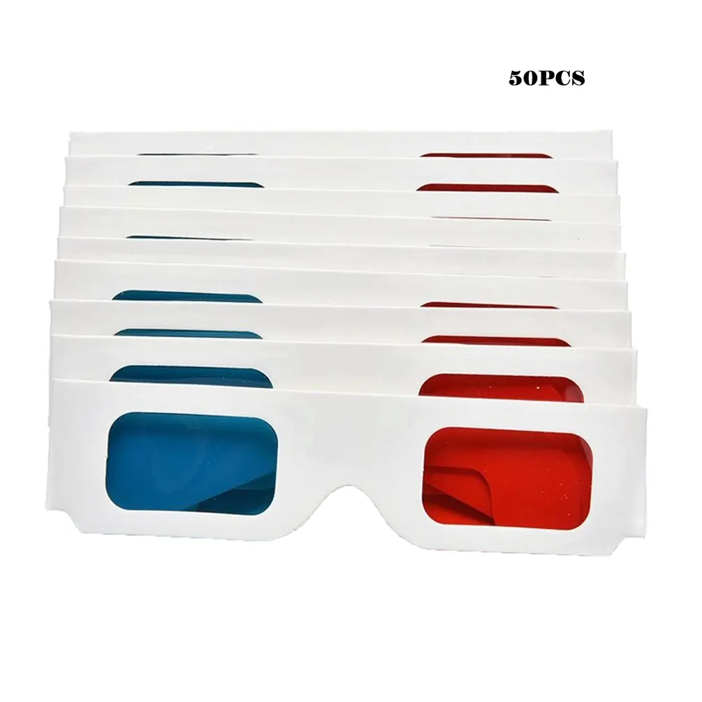 50pcs/100pcs/10pcs/lot Universal Paper Anaglyph 3D Glasses Paper 3D Glasses View Anaglyph Red/Blue 3D Glass For Movie Video Card