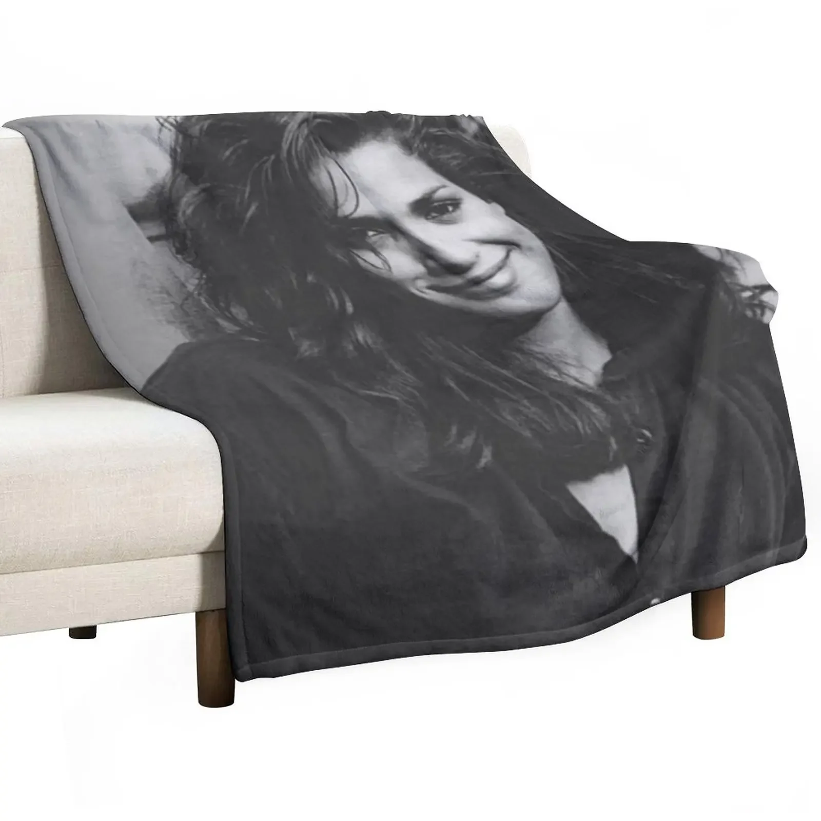 

Gia Carangi Smiling Contentedly Throw Blanket For Decorative Sofa Warm Blankets