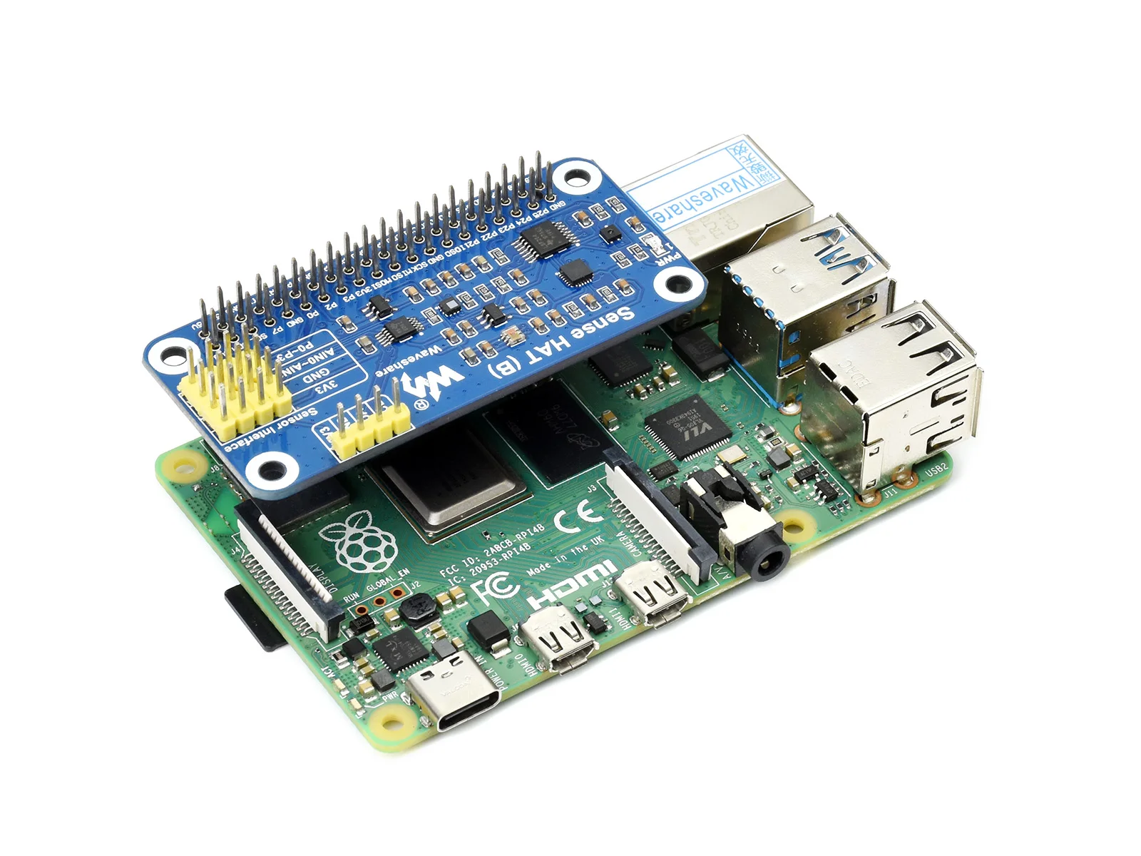 Waveshare Sense HAT (B) ����� ���̿�, �º��� ��Ƽ ������ ����, �ܺ� ���� ����, 3.3V I2C