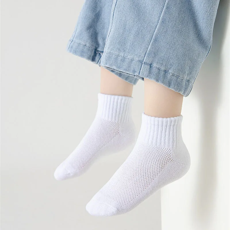 5 Pairs/Lot Summer New Children Cotton Socks Fashion Mesh Black White Gray For 1-12 Years Kids Teen Student Baby Girl Boy Socks 2
