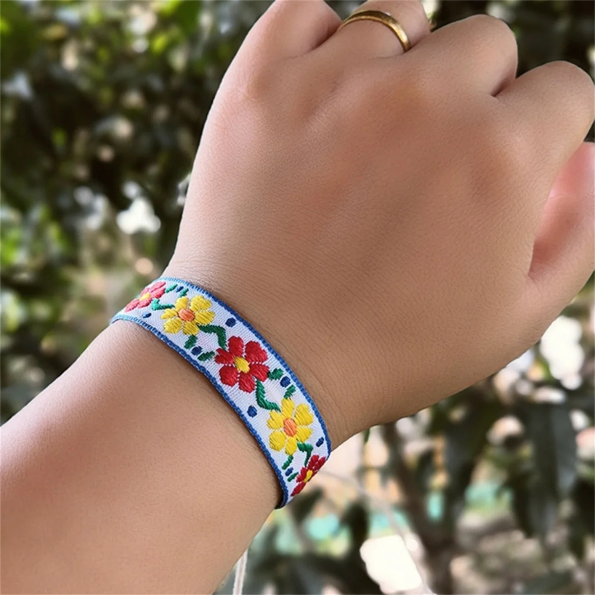 Boho Strawberry Flower Bracelet - Handmade Kids Friendship Wristband
