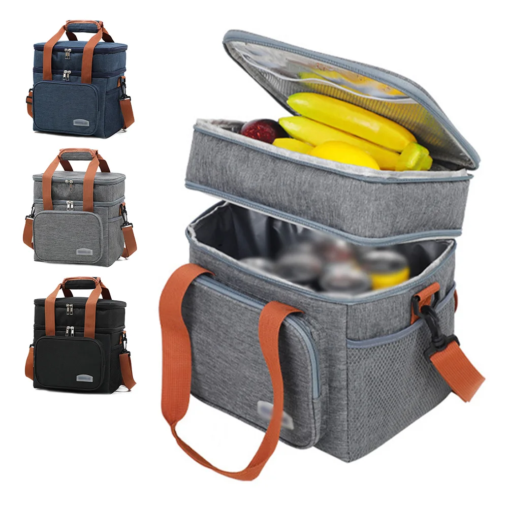 

Portable Thermal Lunch Bag Picnic Food Cooler Bags Insulated Case Durable Waterproof Office Lunchbag Shoulder Strap Cooling Box