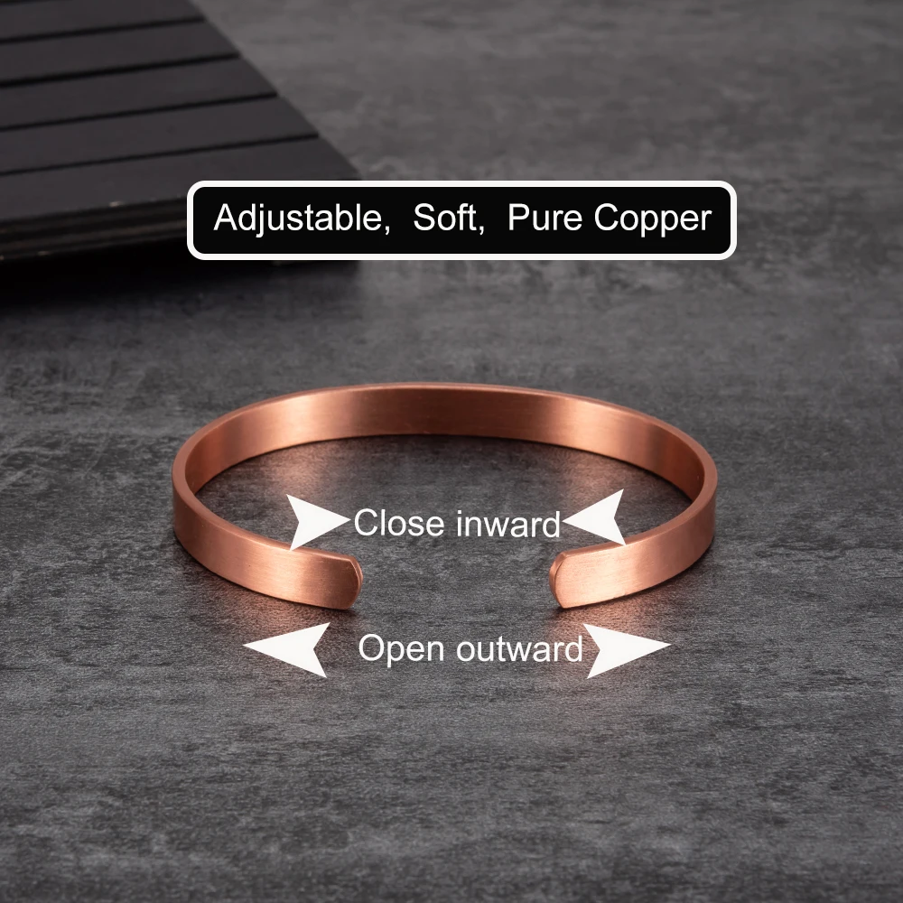 Braccialetti magnetici opachi Meathly per donne e uomini in puro rame, grandi dimensioni, polsini aperti, regolabili, energia per la salute, magneti, braccialetti, gioielli_voghion.com