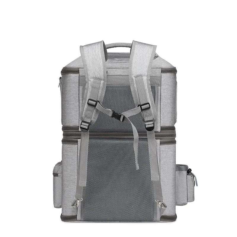 2 Layers Pet Backpack Foldable Detachable Carrier for Outdoor Travel Aviation Box for Cats and Dogs Dual-Layer Pet Carrier