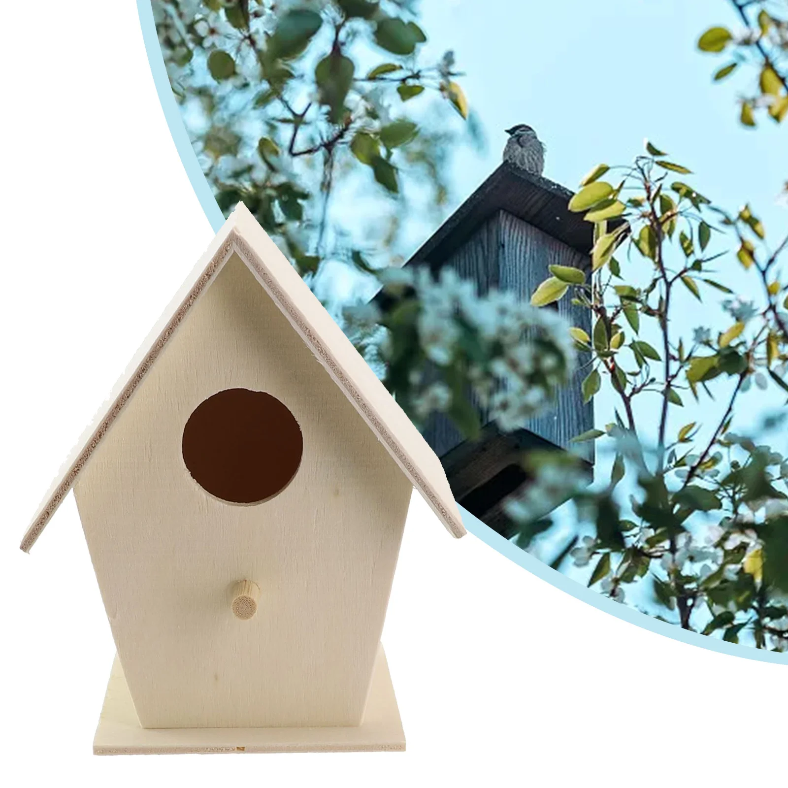 

1Pcs Creative Wood-based Bird House Diy Box Birdhouse Home Garden Wild Birds Nest Ornaments Nesting Station Bird Box