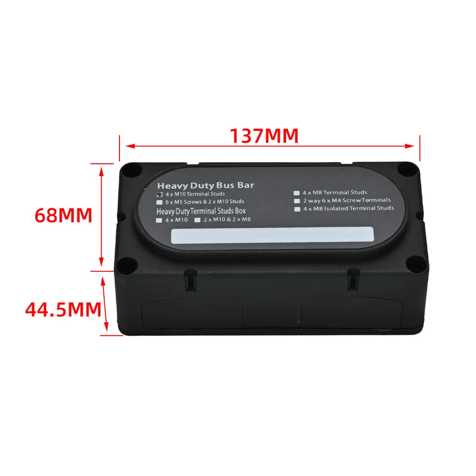 Power Distribution Block Heavy Duty Bus Bar Box With 3/8in M104 Terminal Studs 48V 300A Post Battery Junction Block For Car RV Truck Marine Boat - View #5