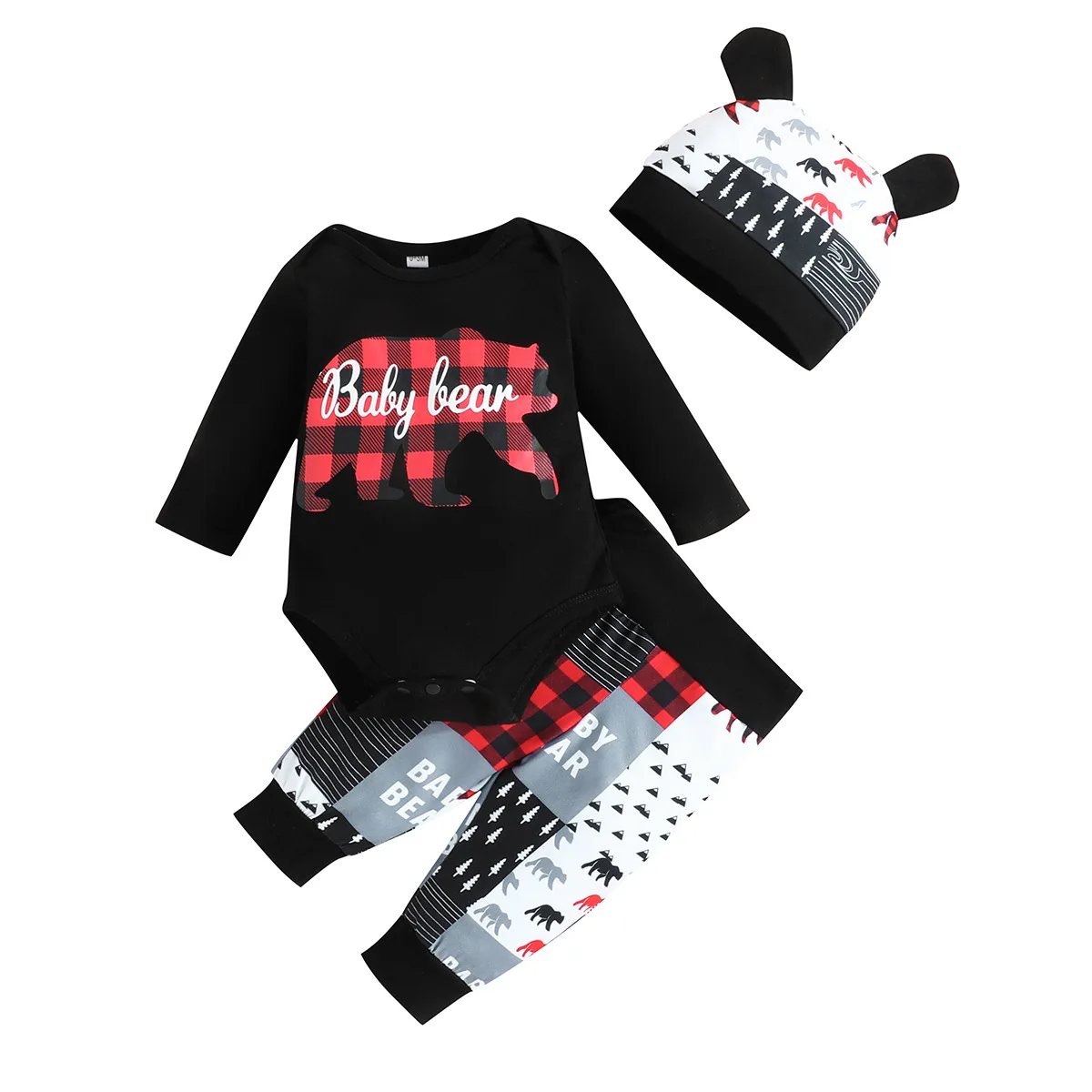 

0-18months Infant Boys Clothing Sets Cowboy Long Sleeve Romper Long Pants Printed Hat Baby Boys 3 Pieces 30