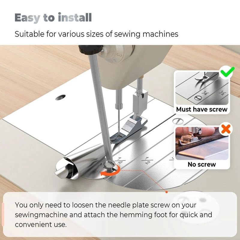 8Pcs Universal Sewing Rolled Hemmer Foot For Sewing Machine, Rolls Hemming Attachement Rolled Seam Presser Foot (3-10MM)
