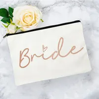 Team Bride  Printed Love Logo Women Makeup Pouch Bridesmaid Pocket Lipstick Makeup Brush Bag Large Capacity Wash Bag for Wedding 1